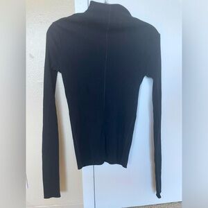 Helmut Lang Mock Neck Black Cowl Neck Sweater with Thumb Holes Size M